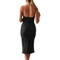 thumbnail image 2 of XXXITICAT Women's Sleeveless Spaghetti Strap Satin Dress Cowl Neck Midi Cocktail Dress(BL,S), 2 of 4