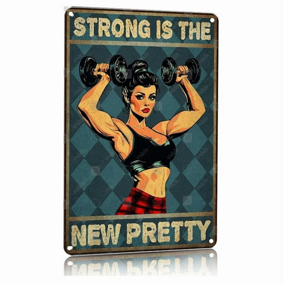 Vintage Strong Woman Gym Poster Aluminum Metal Sign 8x12 Inch Motivational Workout Wall Art for Home Gym Fitness Room Decor Inspirational Strength Training Sign for Wome