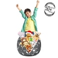 thumbnail image 3 of Abstract Storage Toy Bag Chair, Direction Pointer Elements and Hearts Romantic Tattoo Style Finnish, Stuffed Animal Organizer Washable Bag, Small Size, Charcoal Grey and White, by Ambesonne, 3 of 3