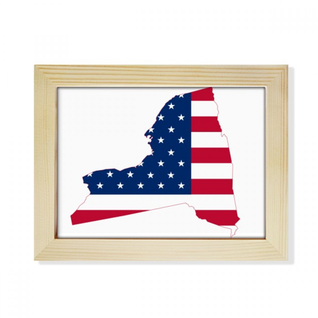 Marco de foto de madera Unbranded Nueva York mapa estrellas rayas bandera 6x8 pulgadas