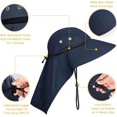 thumbnail image 4 of Sombrero para el sol, anti rayos UV, para senderismo, con protección para el cuello, de ala ancha, sombrero de pescador, plegable, ajustable, de malla transpirable, para hombres y mujeres, azul, 4 of 5