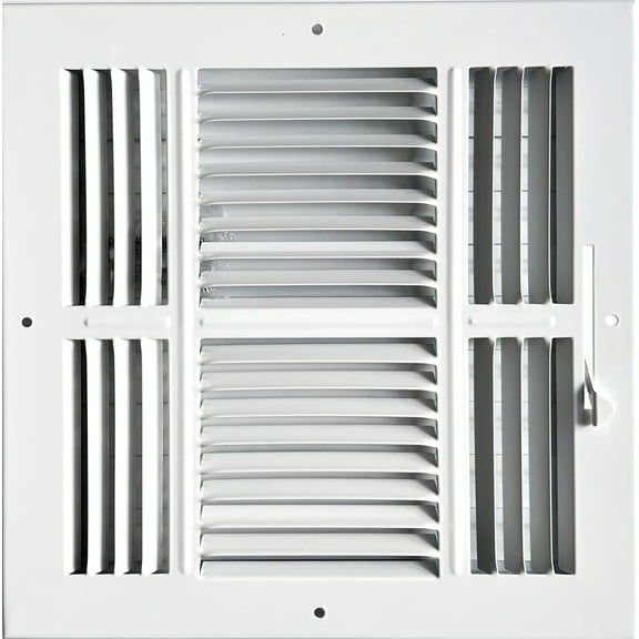 10"x 10" (Duct Opening Size) 3-Way Stamped Face Steel Ceiling/sidewall Air Supply Register - Vent Cover - Actual Outside Dimension 11.75" X 11.75"