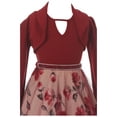 thumbnail image 3 of Little Girl 2 Pieces Sleeveless Christmas Holiday Bolero Jacket Flower Girl Dress Burgundy 4 JKS 2147 BNY Corner, 3 of 5