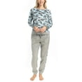 thumbnail image 4 of MUK LUKS Likely to Lounge Women's 2-Piece Pajama Set, Minky Fleece Long Sleeve and Jogger Pjs, Gray/River Camo, P/L, 4 of 6