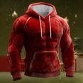 thumbnail image 4 of Men's Muscle Graphic Print Hoodie, Casual Long Sleeve Pullover Sweatshirt, Humorous Design Streetwear for Christmas, Gym, Party, and Casual Fun Outings,Red,L, 4 of 6