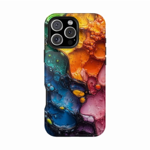 FerroFluid Paint iPhone Case Neon Abstract Fluid Design with iPhone 17 to 11 Pro Max