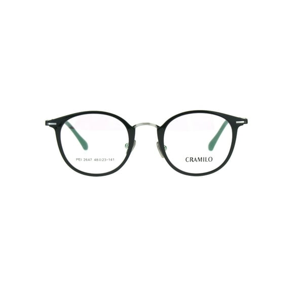 Optical Quality Round Keyhole Circle Lens Horn Eyeglasses Frame Shiny Black Silver