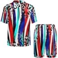 thumbnail image 3 of PRIYAL Men's Short Sleeve Pajama Sets Button Down Collar Sleepwear Soft Lounge Pjs Set Lightweight Men's Outfits, 3 of 12