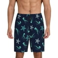 thumbnail image 2 of Picia Ice Blue Starfish and Jellyfish Pajama Shorts for Men, Men's Pajama Bottoms, Sleepwear,Short Pajama Pants-4X-Large, 2 of 9