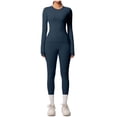 thumbnail image 2 of Ensemble de Yoga pour Femmes, Mode Décontractée Couleur Unie Manches Longues Col Rond Ajusté, Pantalons pour Femmes, 2 of 7