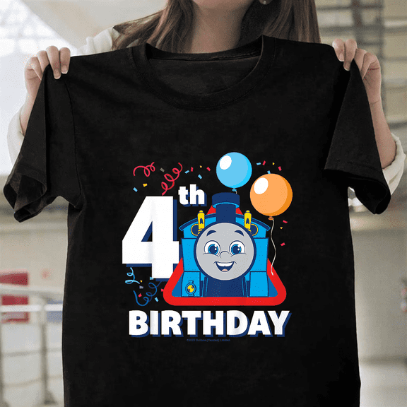 Thomas And Friends Happy 4th Birthday Train Party Gift Unisex T-Shirt, up to size 3XL.