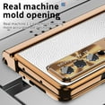 thumbnail image 3 of TECH CIRCLE for Samsung Z Galaxy Fold4 Case with Pen,Shockproof Lychee Texture PU Leather Plating Hidden Double Hinge Kickstand Built-in Screen Protector Full Body Protection Phone Case,Silver+Gold, 3 of 7
