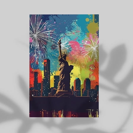 Colorful Lady Liberty Modern Art Wall Decor 4th Of July USA Tribute 250 Years Of America Pride Gift For Dad Stretched Canvas