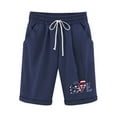thumbnail image 4 of LEBONYARD Womens Shorts with Pockets,Women's Shorts for a Cool and Relaxed Look,Women's Shorts and Linen Fashionable Printing Elastic Waist 5-inch Pants Drawstring 5-inch Shorts Dark Blue M, 4 of 4