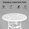 thumbnail image 3 of Hassch Aluminum Patio Table with Phoenix Motif, 23.6" Round Outdoor Bistro Table with Umbrella Hole, Weather-Resistant for Garden, Balcony, or Poolside (White), 3 of 10