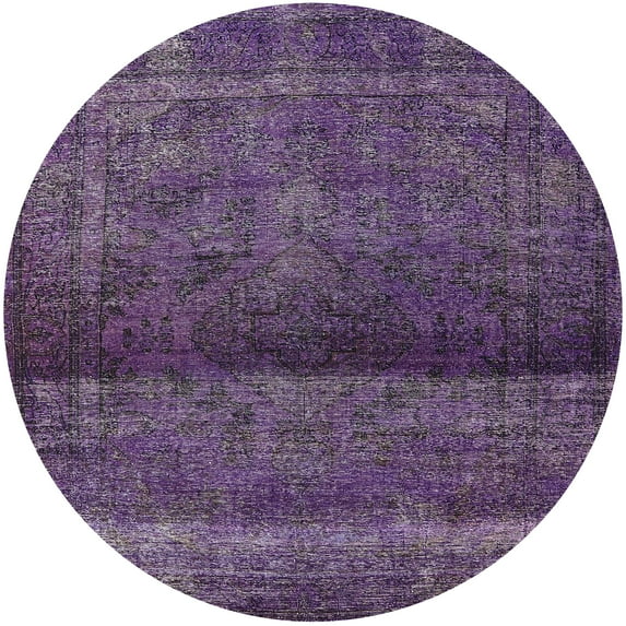 Ahgly Company Indoor Round Mid-Century Modern Purple Persian Area Rugs, 7' Round