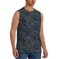 thumbnail image 2 of Bingfone Golden Peonies Pattern Men's Tank Tops Workout Sleeveless Tee Shirts Running Beach Tanks for Men-Small, 2 of 8