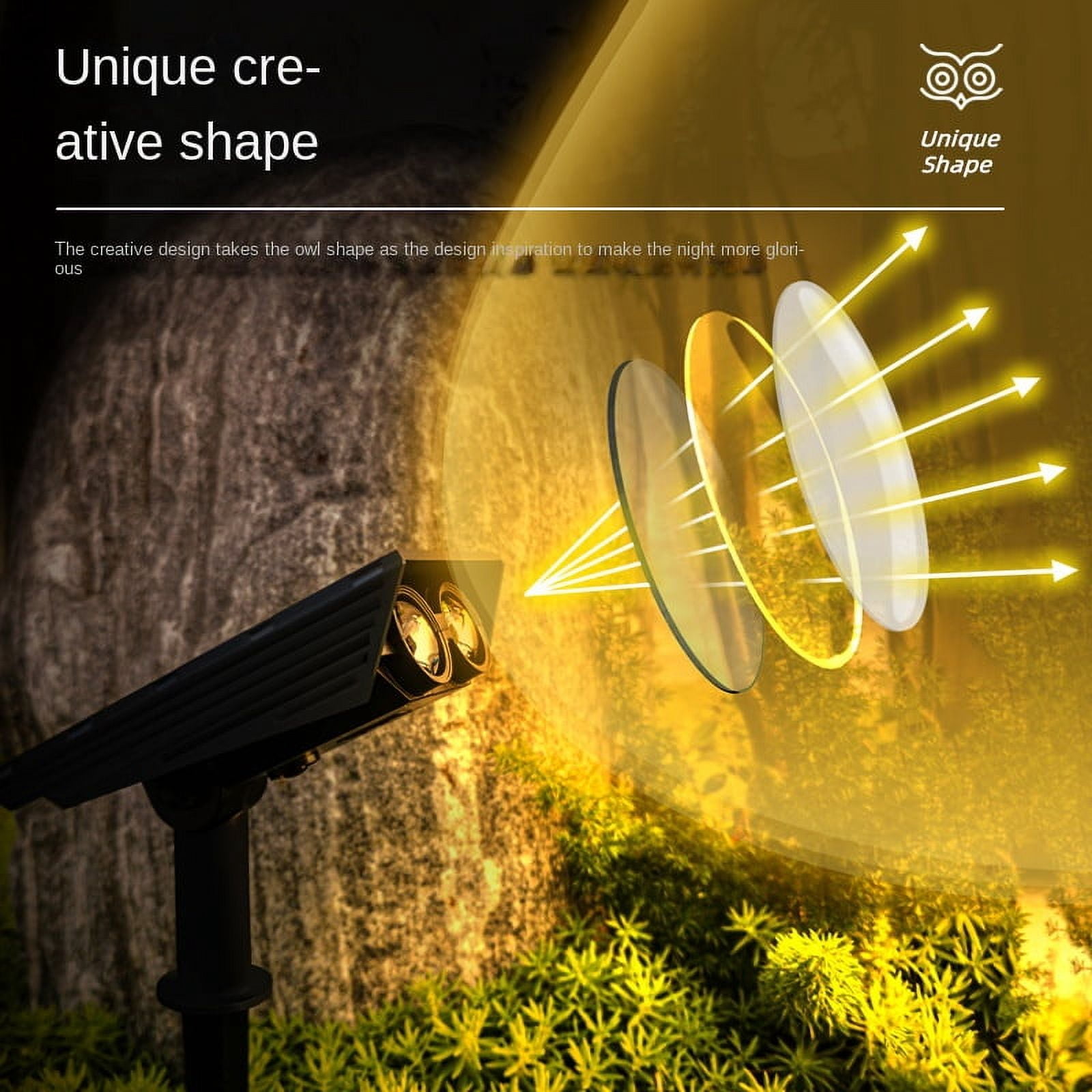 Solar Powered Spotlight - 2000LM High Brightness Outdoor Flood Light with Adjustable Angle, IP65 Waterproof Garden Spotlight for Trees, Yard, Pathway, Landscape Lighting (Ground Spike Included)