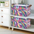 thumbnail image 2 of Yayeee Foldable Storage Basket for Shelves with Handles Set of 2 Waterproof Cloth Bins, Colorful Wavy Pattern, 2 of 7