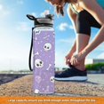 thumbnail image 3 of 32oz Transparent Sports Water Bottle with Straw for Kids Adults Outdoor School Gym Fitness Cute Skulls and Bones, 3 of 7