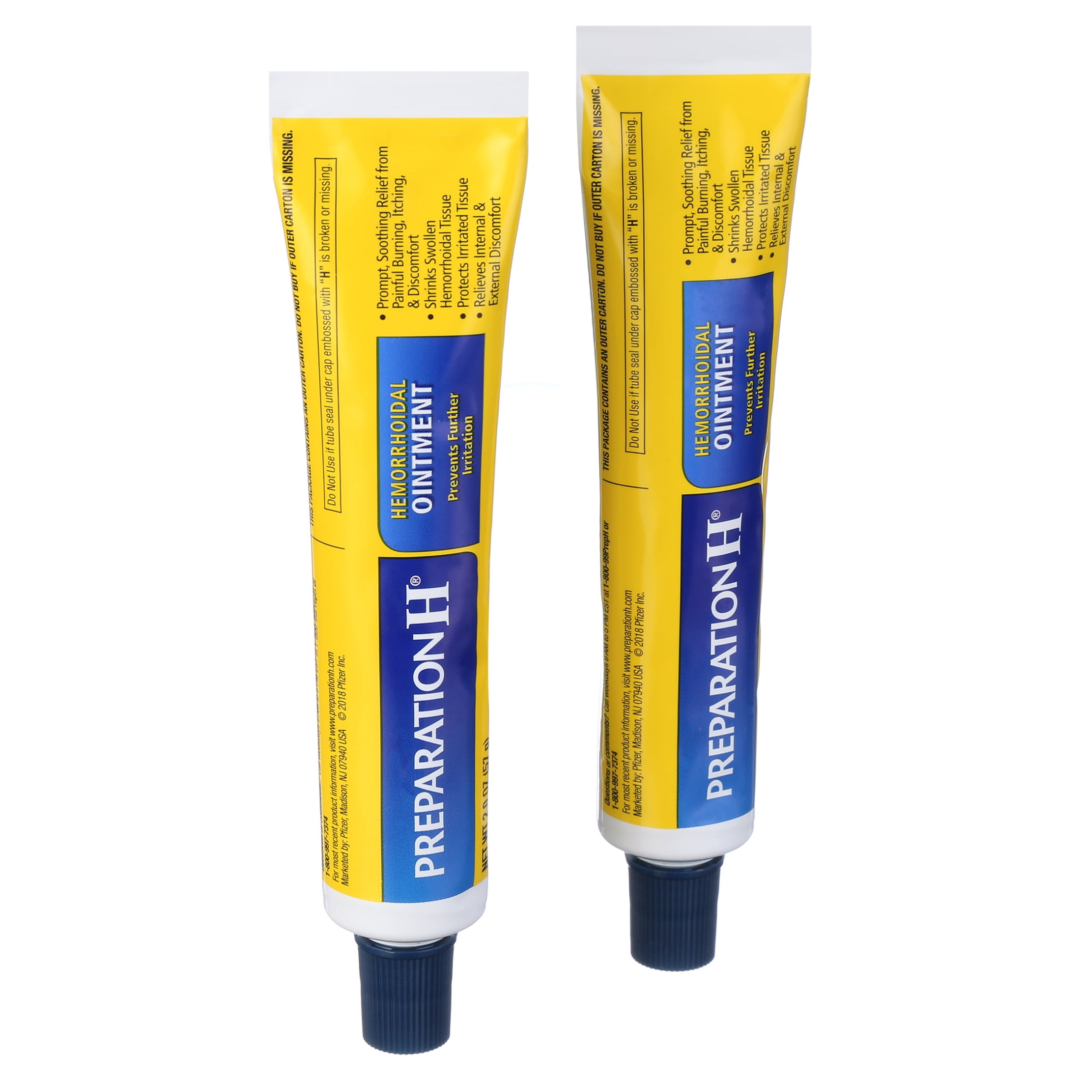 Preparation H Hemorrhoid Symptom Treatment Ointment, Itching, Burning & Discomfort Relief, Tube (1.0 oz) - 2 Pack