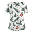 thumbnail image 5 of Garbnen Women Scrub Tops Christmas Scrubs Tops for Women Short Sleeve V Neck Snowman Print Nurse Uniforms with Pockets, 5 of 6