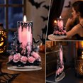 thumbnail image 6 of Diceymbol Halloween Candle Desktop Decoration Flat Ornament, 7.87 in Acrylic Figurine with Pink Roses and Bats, 6 of 6