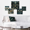 thumbnail image 2 of Designart "Dreamy Damask In Teal And Gold" Damask Wall Art Set Of 5 - Teal Bohemian Living Room Metal Art Set, 2 of 6