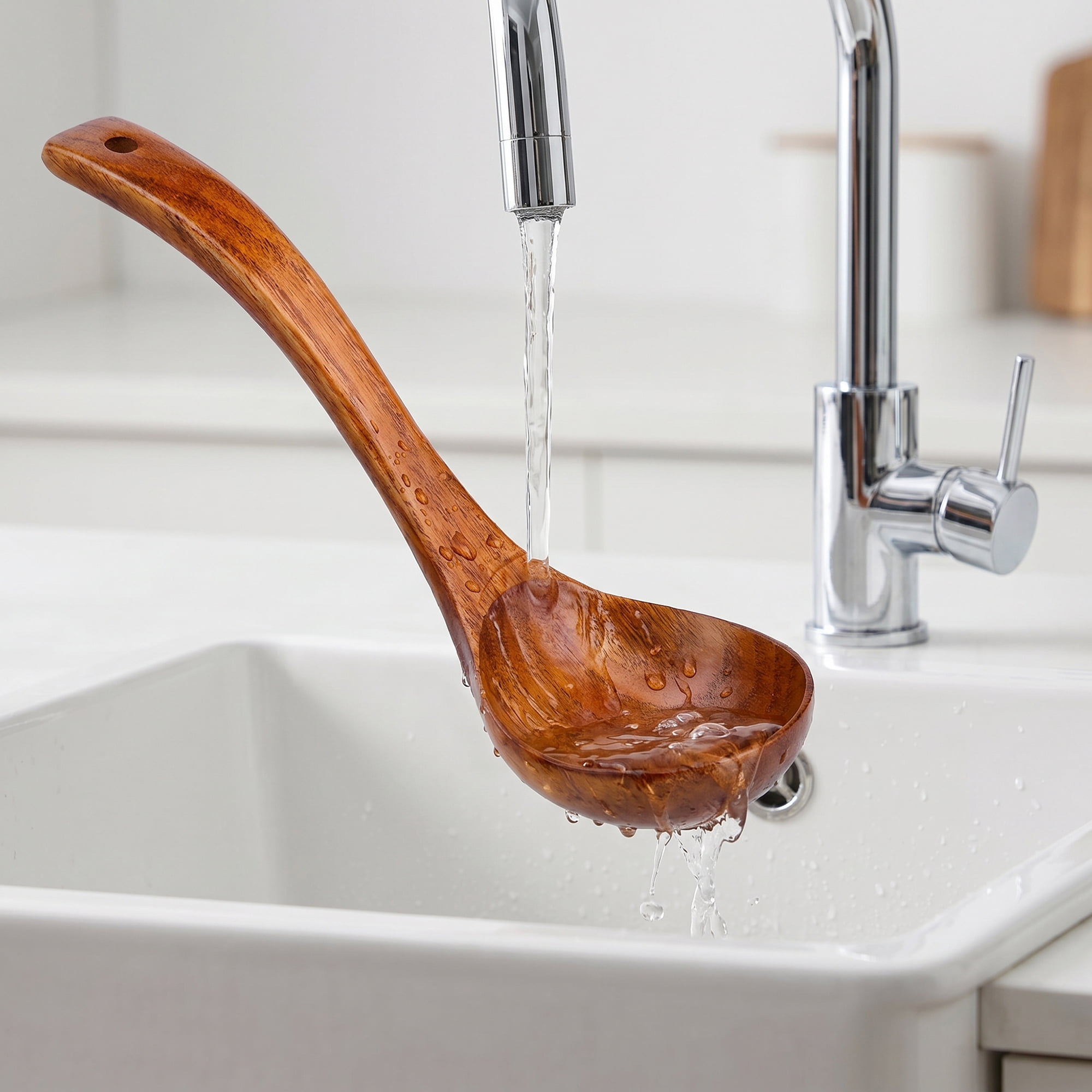 Unique Bargains Wood Non Stick Cookware, Heat Resistant Kitchen Soup Spoon B 10.6"x3.3"