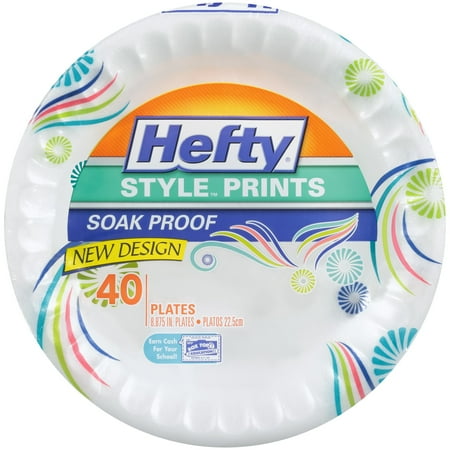 Hefty Style Prints Large Round Foam Party Plates, 40 Count