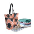 thumbnail image 2 of Open Top Canvas Tote Bag with Zipper Reusable Shopping Bag 13.5x15" Roomy Carryall Coral and Black Tie-dye Pattern, 2 of 9