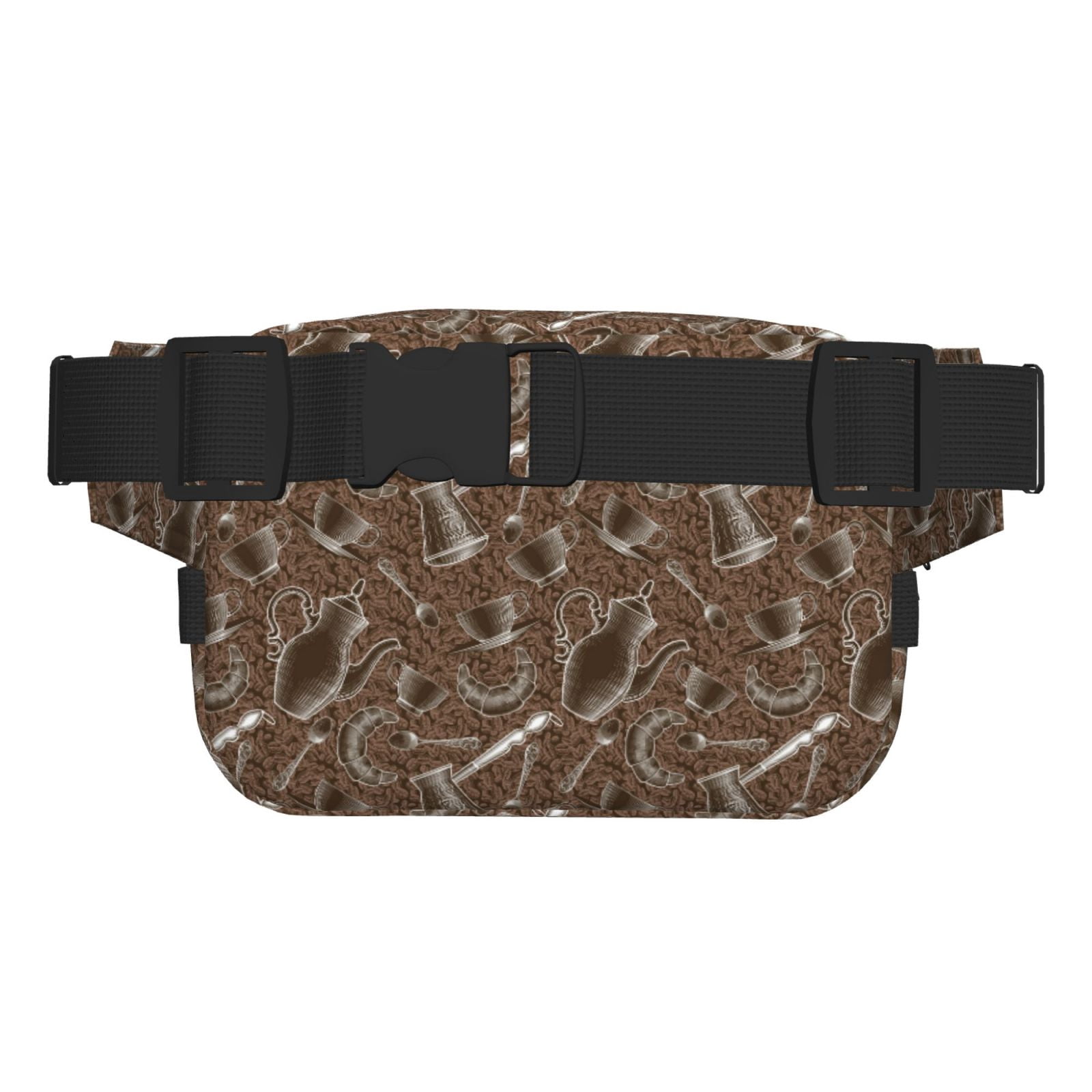 Picia Coffee pots Print Square Double-Layer Waist Bag Mini Adjustable Waist Belt Bag Exercise Running Travel Hiking