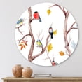 thumbnail image 2 of Designart 'Little Birds and Fall Trees' Traditional Circle Metal Wall Art 11x11 - Disc of 11, 2 of 5