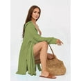 thumbnail image 5 of Women'S Beach Casual Vacation Solid Color Cardigan Bikini Swimsuit Cover Up Sun Protection Clothing Light Green One size, 5 of 7