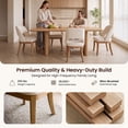 thumbnail image 3 of COLAMY 7-Piece Modern Dining Set, 63" Travertine-Look Kitchen Table with 6 Open-Back Cutout Upholstered dining chairs, Fluted Wood Apron, Solid Rubberwood Frame, Dining Furniture, Beige, 3 of 14