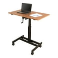 thumbnail image 3 of Stand Up Desk Store Crank Adjustable Height Single Column Rolling Mobile Standing Desk (Black Frame/Teak Top, 40" Wide), 3 of 8