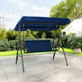 thumbnail image 2 of Gymax 3-Person Swing Chair Porch Swing Seat w/ Adjustable Canopy Removable Cushion Navy, 2 of 10