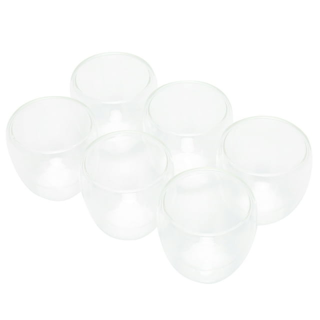 TOPINCN 6Pcs 100ml Coffee Cup Transparent Double Wall Insulated Milk Glass Mug Heat‑R GS