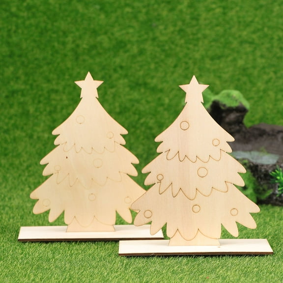 PAMINGONO  10Pcs Christmas Tree Wood Craft Supplies for Kids and Families Unfinished Wood Ornaments Home Decoration