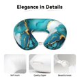 thumbnail image 4 of U-Shaped Pillow 11.8×9.8in With Pillow Core Comfortable Soft Invisible Zipper For Daily Travel Driving Office Skyblue And White Gold Marble, 4 of 8