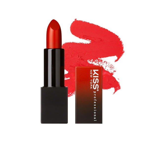 Kiss New York Professional Rich Pigmented Lipstick Smooth Creamy Satin Finish Long Lasting Infused With Shea Butter And Vitamin E (Poppy)