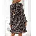 thumbnail image 5 of PRETTYGARDEN Women's Fall Boho Dresses Floral Long Sleeve V Neck Mini Flowy Wedding Guest Dress Trendy Vacation Outfits, 5 of 10
