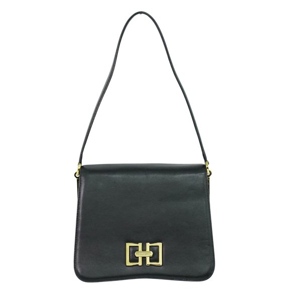 Pre-Owned Salvatore Ferragamo Vintage Shoulder Bag Leather Black Leather Shoulder Bag Bag
