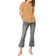 thumbnail image 3 of INSPIRE CHIC Women's Floral Puff Sleeves Pleated Collar Button Down Shirt XS Pastel Orange, 3 of 9