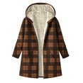 thumbnail image 3 of ZUKMRJPC Womens Full Zip Hoodies Long Sleeve Fashion Vintage Plaid Hooded Sweatshirt Winter Warm Thickened Long Outwear with Pocket, 3 of 5