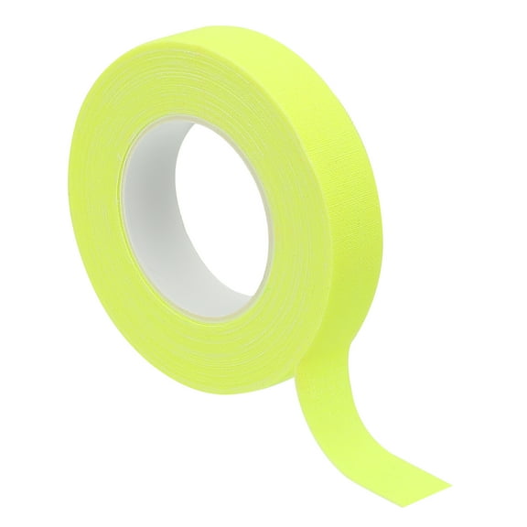 Uxcell 0.6 inch x 33 feet Neon Gaffer Cloth Tape, 1 Roll Fluorescent Adhesive Tape Black Light Glow Tape, Yellow
