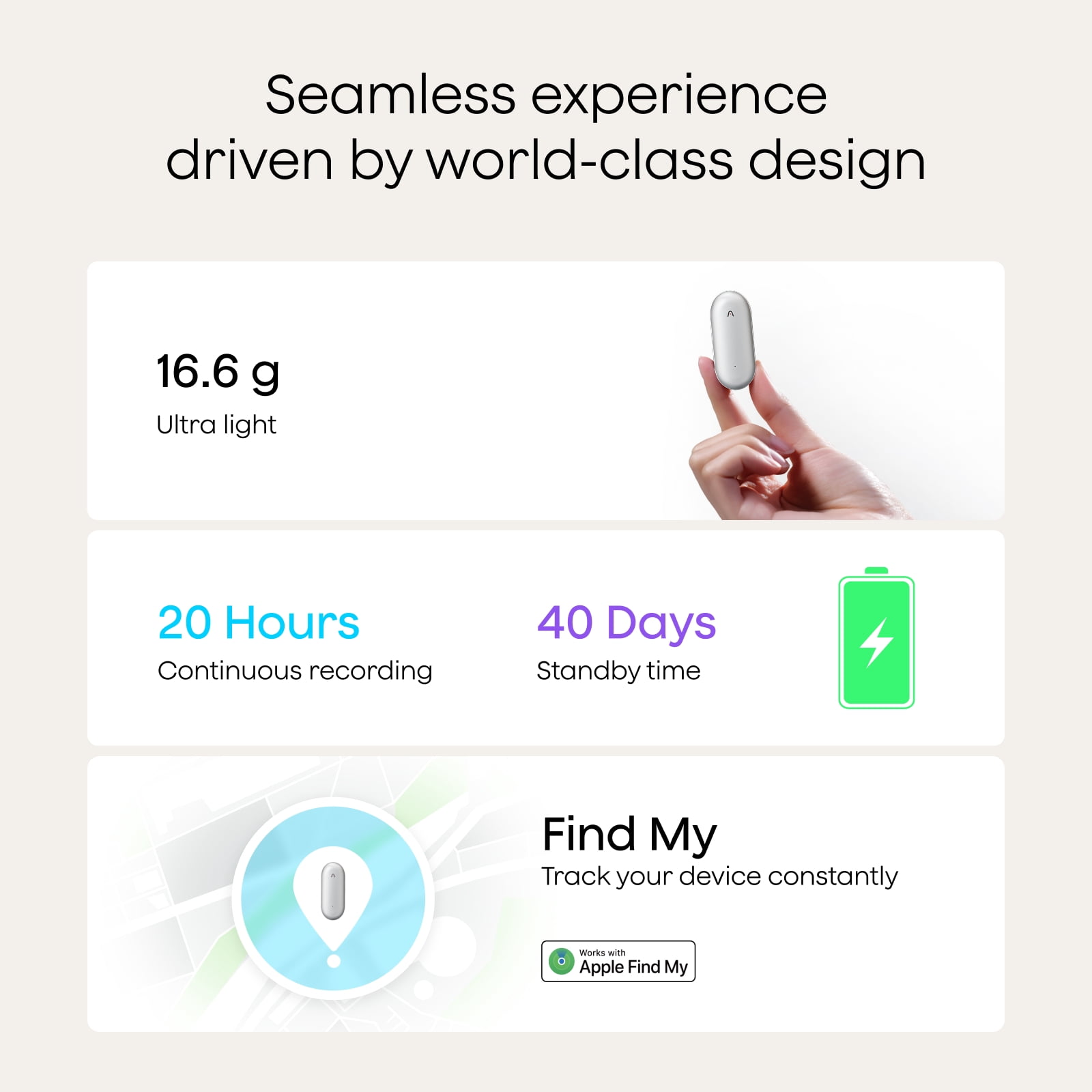 PLAUD NotePin AI Voice Recorder, App Control, Transcribe & Summarize, 112 Languages, 64GB Memory, Audio Recorder for Lectures/Meetings, 20H Record, 23g