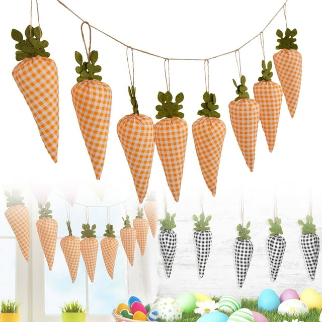 Easter Carrot Garland – Rustic Bunny-Themed Hanging Decor with Natural Jute Rope for Wall, Tree & Party | Perfect Spring Photo Prop & Festive Home Decoration