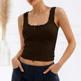 thumbnail image 2 of PMVFHDE Women Solid Color Lace Trim Fashion Sleeveless Vest Womens Tops Casual Comfortable Round Neck Innerwear For Summer Coffee，L, 2 of 7