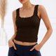 thumbnail image 2 of Camiseta sin mangas de punto acanalado con cuello redondo para mujer - Camiseta básica ajustada para llevar debajo de otras prendas, tallas S-XL, 2 of 7